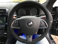 Jaguar XKR  - Standard thickness, Black Alcantara 9040, Dark red 128 stitching 1 (Copy)