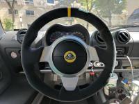 Lotus-Exige-Sprint-Black-alcantara 904-Yellow-centre-stripe-at-12-oclock-Dark-gray-1082-stitching