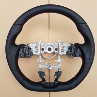Mazda-6-2.2L-Sport-Nav-2014-no-Paddles-Thicker-Thumb-grips-built-up-Flat-bottom-Peforated-leather-on-sides-Smooth-top-bottom-Red-stitching-1