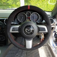 MX5-mk3-Slightly-thicker-Thumb-grips-added-Black-Alcantara-9040-Red-centre-stripe-Red-stitching-1