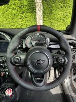 Mini-F56-JCW-With-Paddles-Padded-1mm-Perforated-leather-on-sides-Smooth-topbottom-Red-centre-stripe-Red-stitching-1