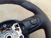 Mini R56 - padded, perforated sides, dark grey alcantara 9002, top-bottom, red stitching 2