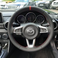 MX5 mk4 - Slightly thicker, Perforated leather on sides, Smooth top/bottom + Red centre stripe, Red stitching