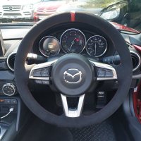 MX5 mk4 - Slightly thicker, Black Alcantara 9040 + Red centre stripe, Red stitching