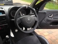 Clio 172,182 - grey alcantara 9040 + white stripe at 12 stitched, white stitching