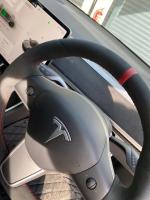 Tesla-3-2020-Full-Black-Alcantara-9040-Red-centre-stripe-Red-stitching