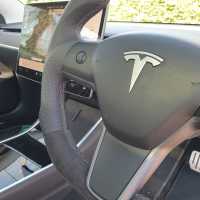 Tesla-3-2020-Full-modification-with-Flat-bottom-PROFILES-Perofrated-leather-on-sides-Dark-grey-Alcantara-9002-top-bottom-Grey-centre-stripe-Grey-415-stitching-3