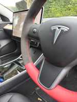 Tesla-Model-3-2019-NON-heated-Dark-Grey-Alcantara-9002-on-sides-Red-leather-top-bottom-Red-centre-stripe-Red-stitching-3
