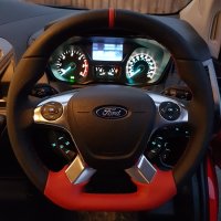 Transit-2015-with-Radio-and-phone-control-Thicker-ith-Bigger-thumb-grips-Flat-bottom-Perforated-leather-on-sides-Smooth-top-RED-only-bototm-Red-centre-stripe-Red-stitching