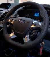 Transit-Custom-2015-with-Radio-and-phone-control-Thicker-rim-with-Bigger-thumb-grips-Flat-bottom-Perforated-leather-on-sides-Smooth-top-bottom-Blue-1318-stitching-3