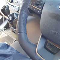 Transit-Custom-2020-Modificaiotn-with-Flat-bottom-Perforated-leather-on-sides-Smooth-top-bottom-Blue-centre-stripe-Blue-1318-stitching-3