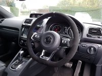 Golf R mk7 ( with paddles ) – Black Alcantara 9040 + Black centre stripe, Blue 1078 stitching 1