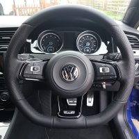 Golf R mk7 2016 - Thicker 2mm, Perforated leather on sides, Smooth top-bottom, Black stitching 1