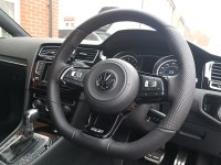 Golf R mk7 2016 - Thicker (2mm) , Perforated leather on sides, Smooth top-bottom, Black stitching 2
