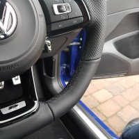 Golf R mk7 2016 - Thicker (2mm) , Perforated leather on sides, Smooth top-bottom, Black stitching 3