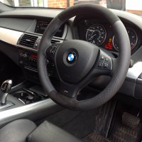 X5 E70 ,X6 E71 M-sport st - padded, perforated leather sides, black alcantara 9040 top-bottom, M-stitching 2