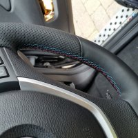 X5 X6 E70,E71 - Midified with Flat bottom, Perforated leather on sides,  Smooth leather top-bottom, M tri stitching 2